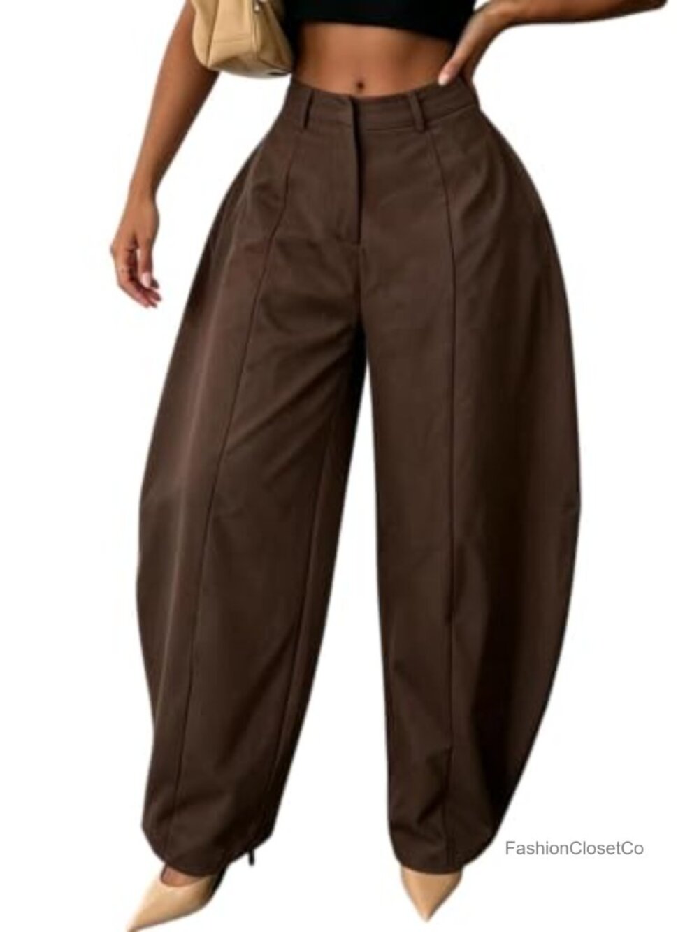 Wide Leg Dress Pants High Waisted Business Casual Polyester Spandex Trousers